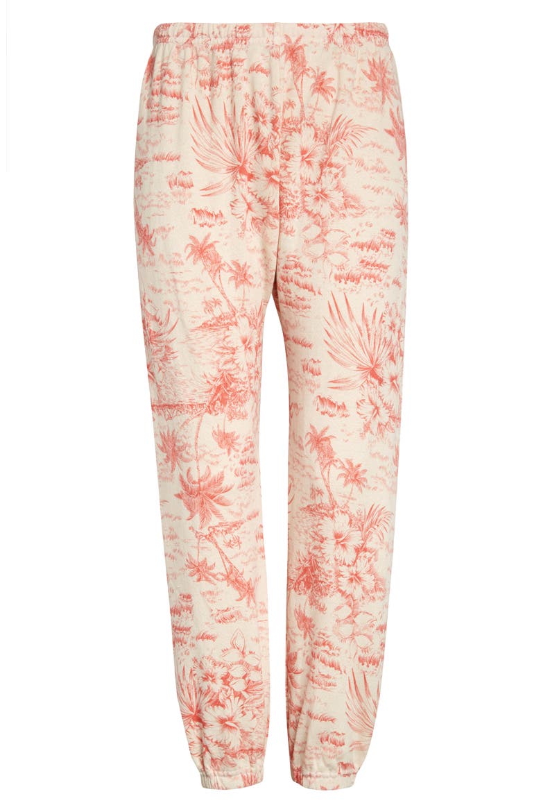 The Stadium Palm Print Crop Sweatpants, Alternate, color, WASHED WHITE W/ RED PALM PRINT