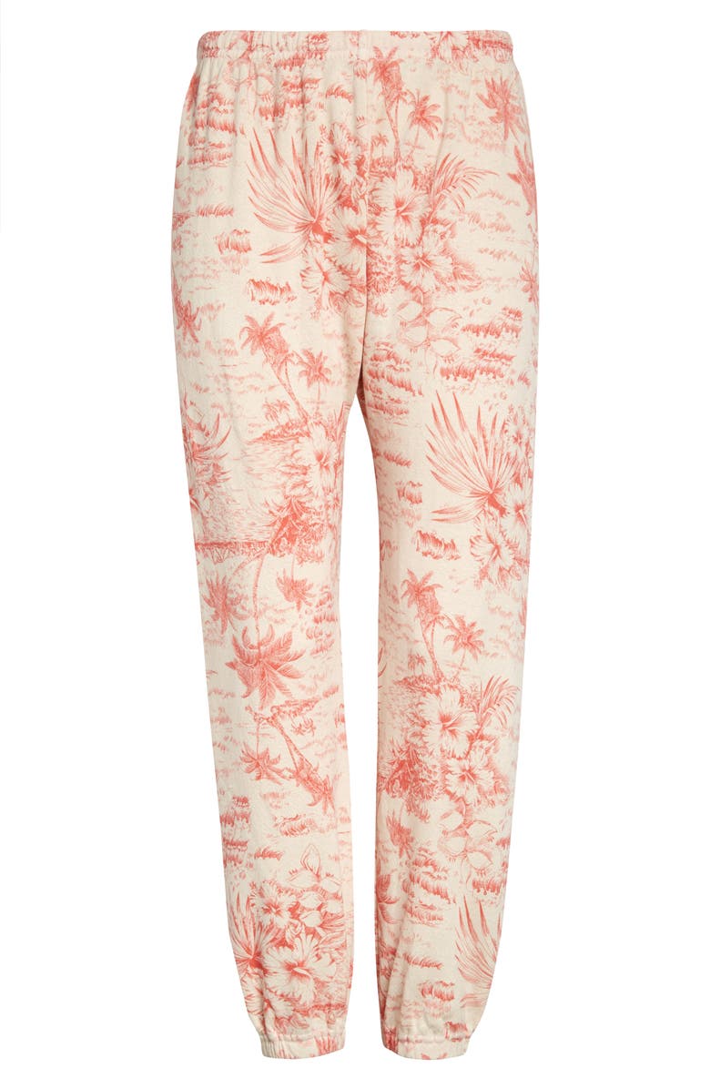 THE GREAT. The Stadium Palm Print Crop Sweatpants, Alternate, color, 