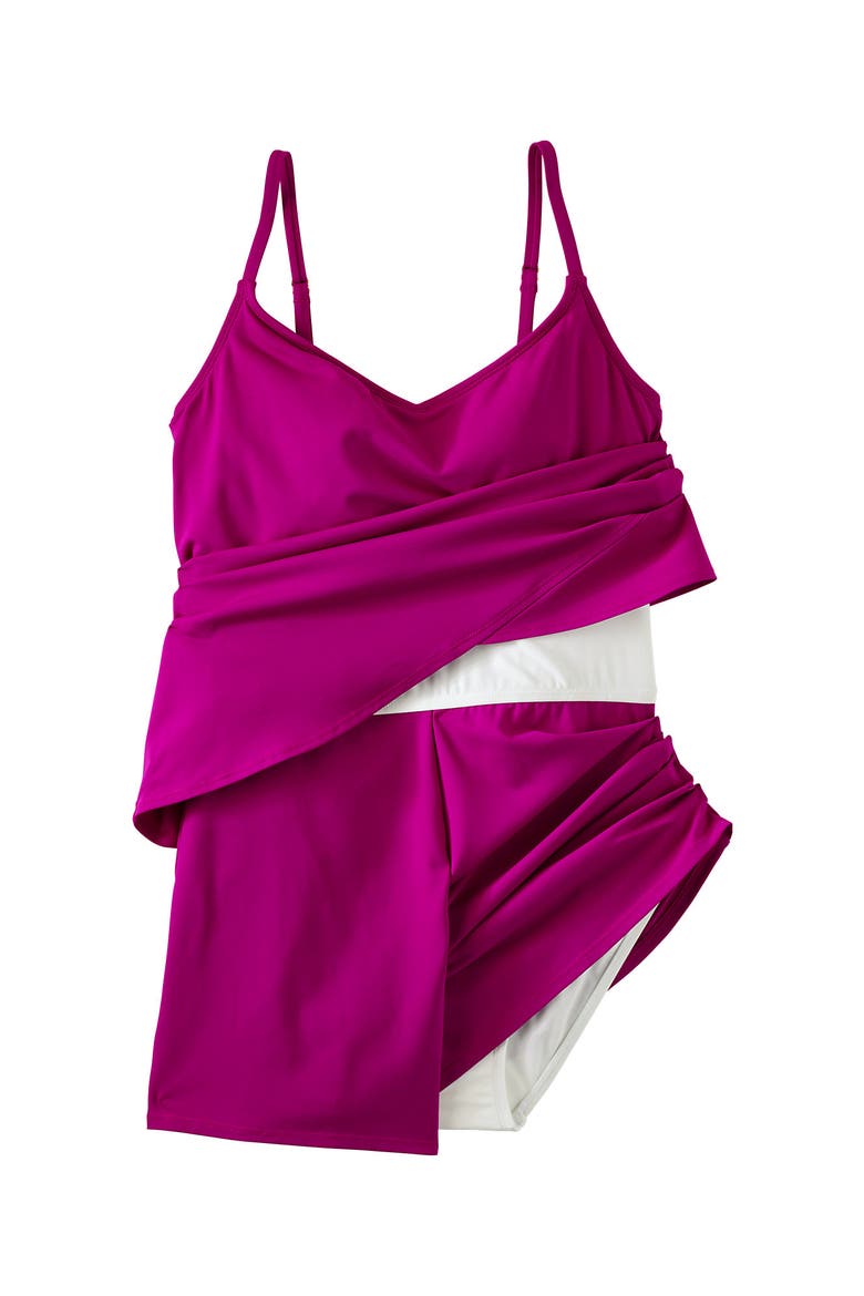 Tulip Romper Swimsuit, Alternate, color, Crimson Rose