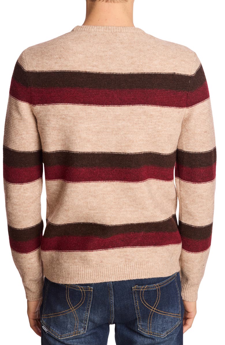 PAISLEY & GRAY Stripe Crewneck Sweater, Alternate, color, Cherry Coffee Stripe