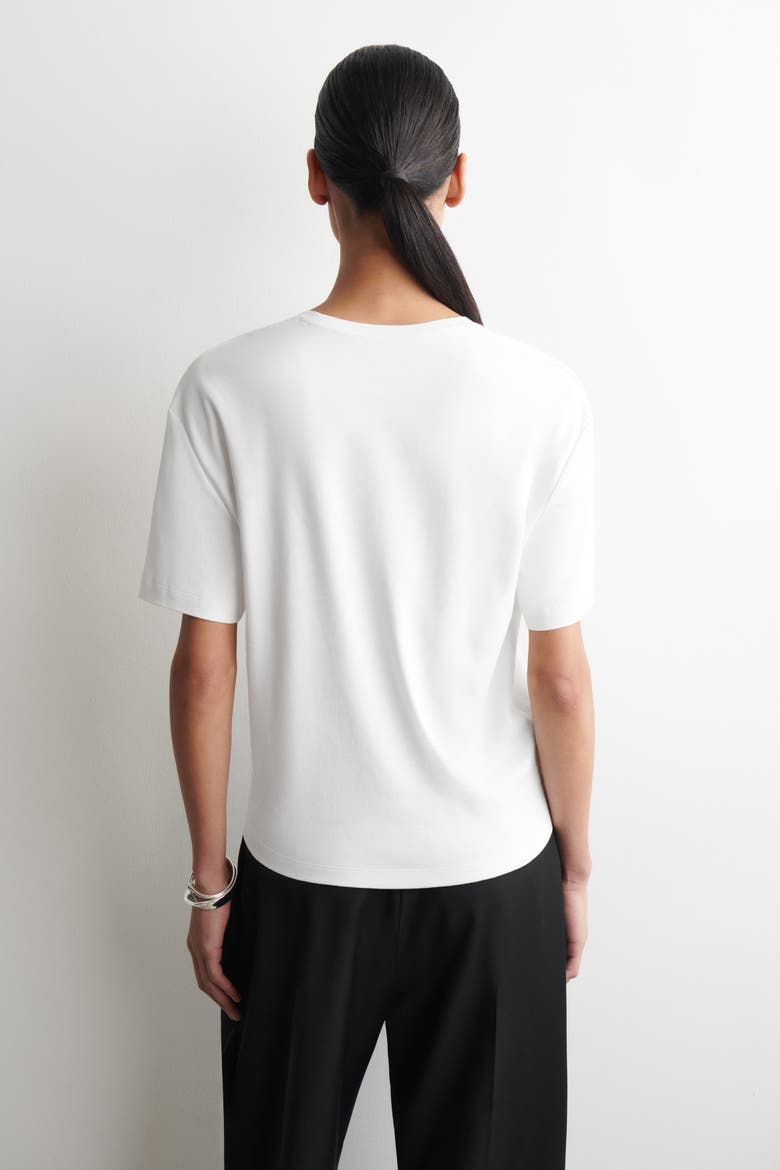 Scoop-Neck Cotton T-Shirt, Alternate, color, WHITE