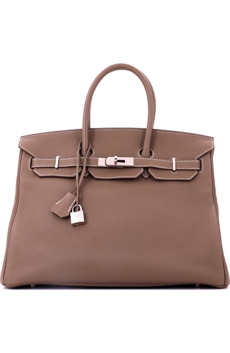 Pre-Owned Hermes Birkin Handbag Grey Togo with Palladium Hardware 35, Main, color, Etoupe