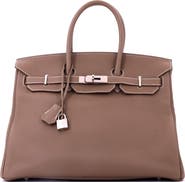 Pre-Owned Hermes Birkin Handbag Grey Togo with Palladium Hardware 35