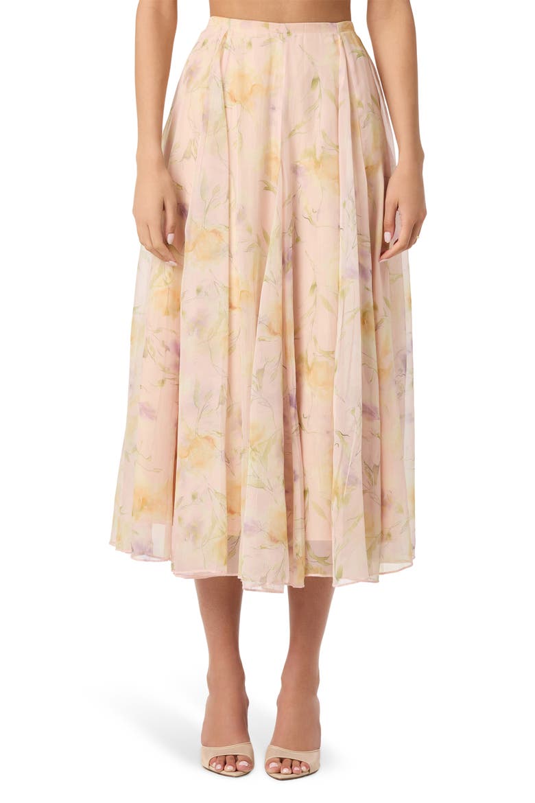 Fiori Chiffon Midi Skirt, Main, color, BLUSH FLORAL