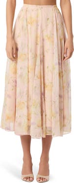 ASTR the Label Fiori Chiffon Midi Skirt