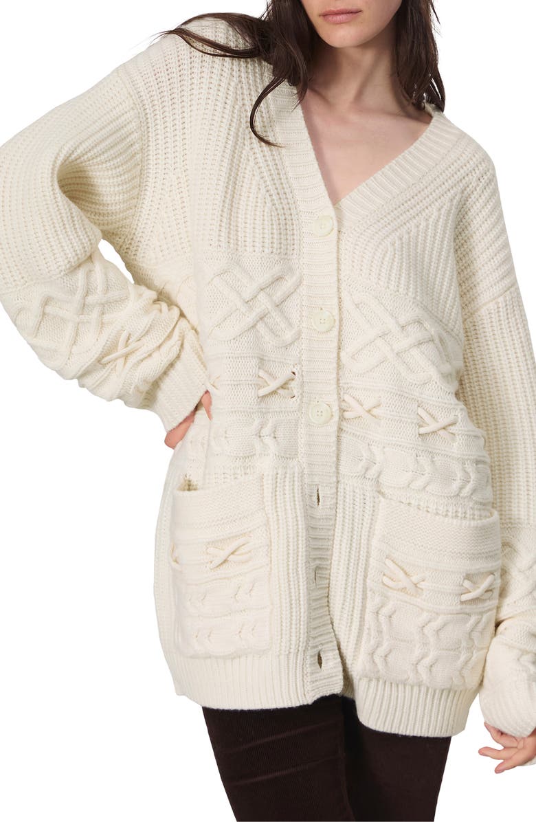 rag & bone Conley Wool & Cashmere Cardigan, Alternate, color, Ivory