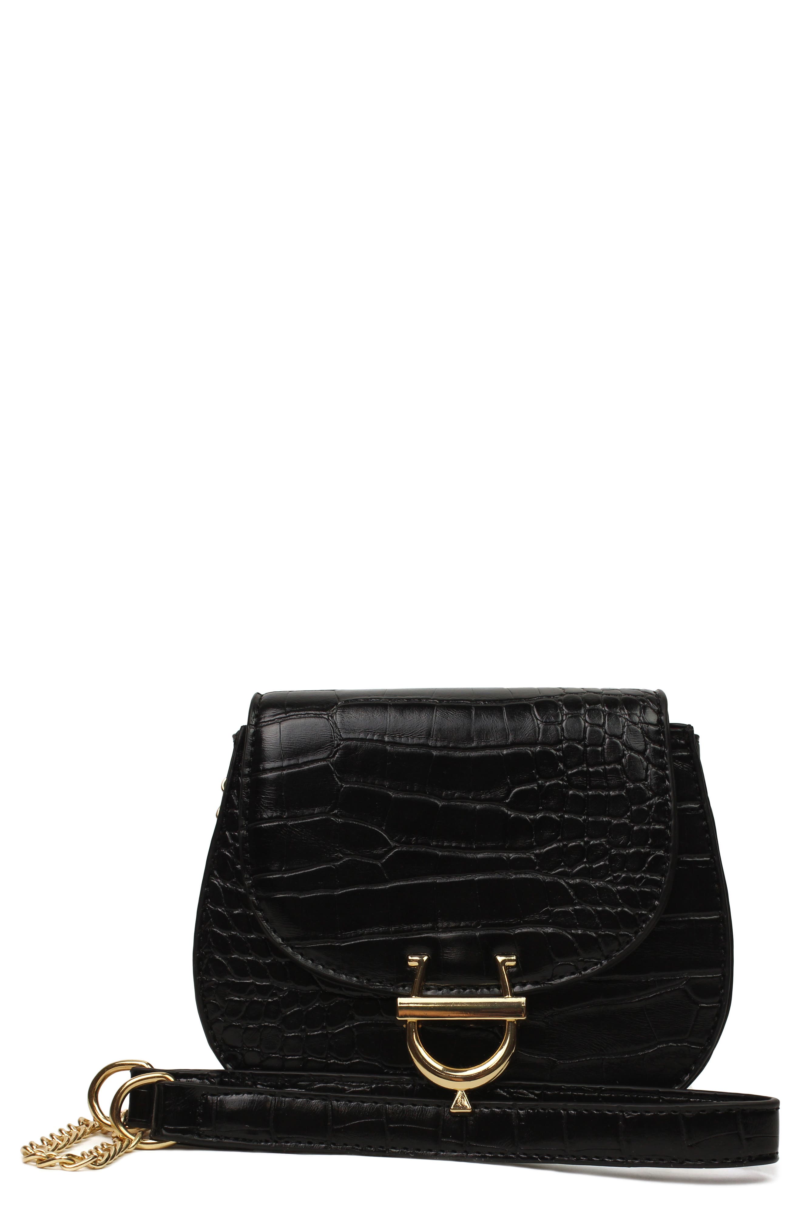 Popatu Kids' Croc Embossed Faux Leather Crossbody Saddle Bag, Main, color, 