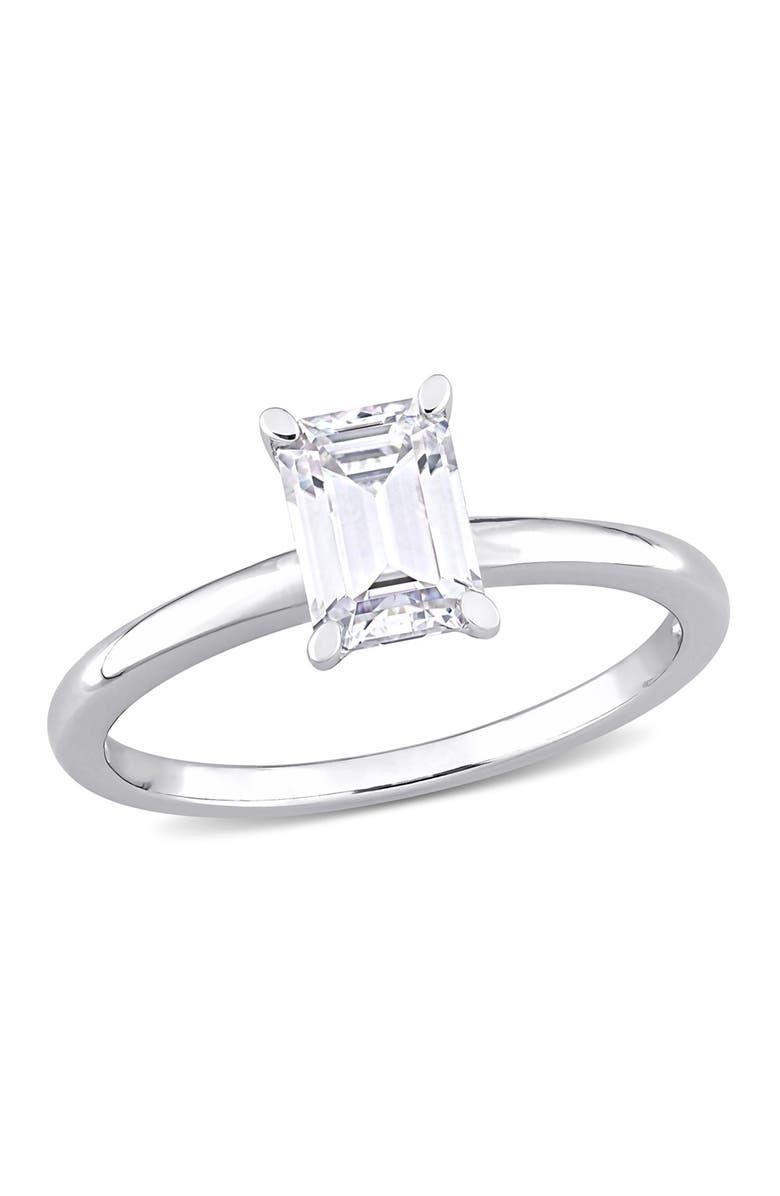 DELMAR Sterling Silver Created 1ctw Octagon Moissanite Solitaire Engagement Ring, Main, color, White