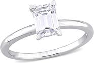 DELMAR Sterling Silver Created 1ctw Octagon Moissanite Solitaire Engagement Ring
