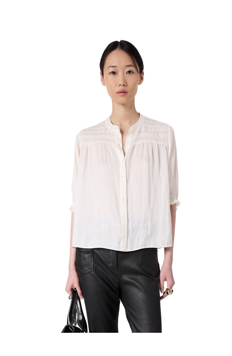 GERARD DAREL Catrine Satin Shirt With Mandarin Collar, Main, color, Ecru
