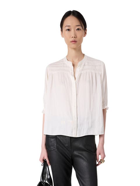 Catrine Satin Shirt With Mandarin Collar