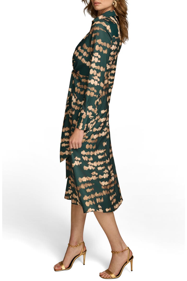 Abstract Print Long Sleeve Shirtdress, Alternate, color, SPRUCE/ GOLD MULTI