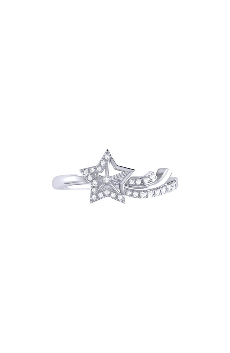 LuvMyJewelry Shooting Star Sparkle Sterling Silver Diamond Ring, Alternate, color, 