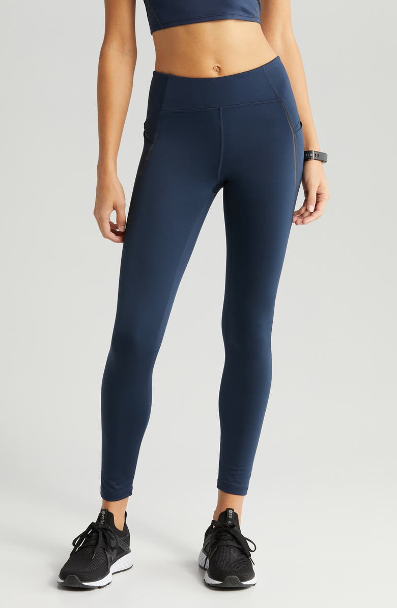 Zella Reset Reflective Pocket Leggings, Main, color, Navy Sapphire