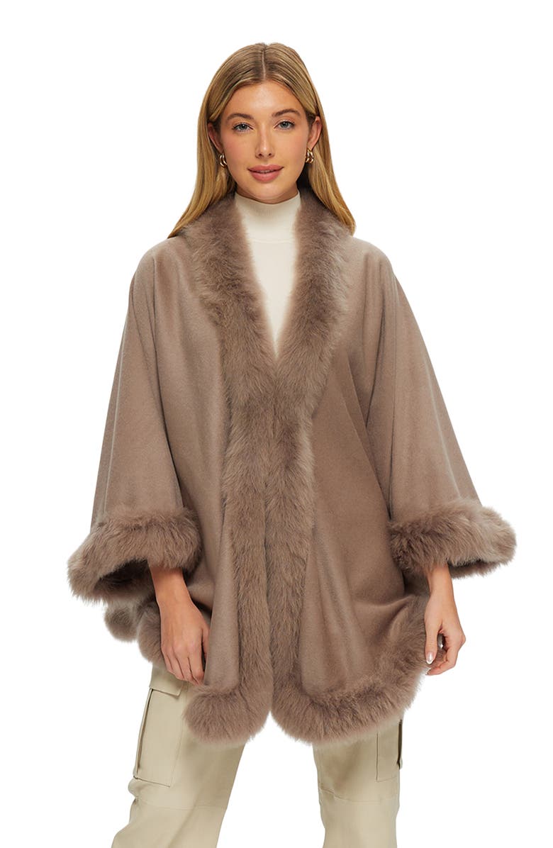 GORSKI Wool And Cashmere Cape With Lamb Trim, Main, color, Light Sand