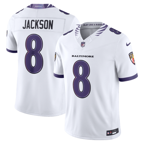 Men's Nike Lamar Jackson White Baltimore Ravens Vapor F.U.S.E. Stitched Limited Jersey