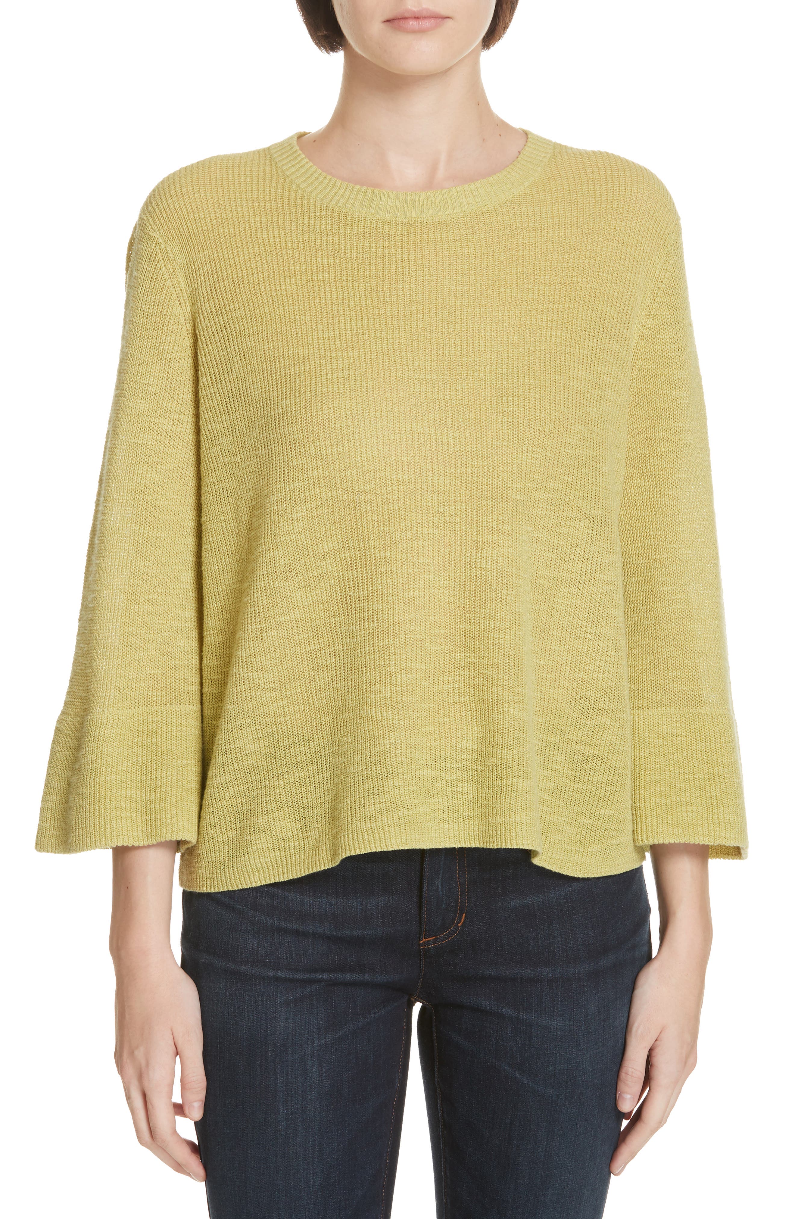 Eileen Fisher Linen & Cotton Sweater In Verbena