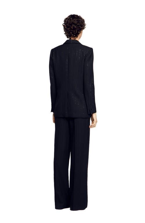 Sandro Sequinned Suit Jacket In Black