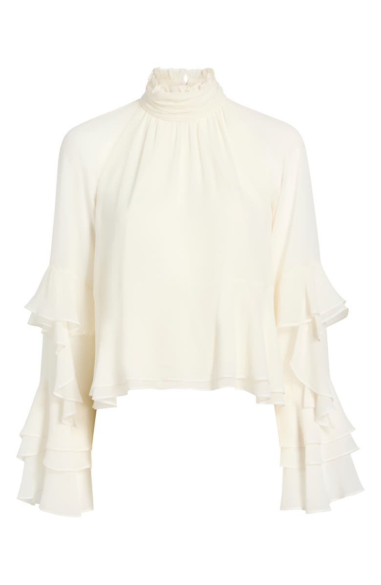 Cinq à Sept Skylah Ruffled Bell Sleeve Top, Alternate, color, Ivory