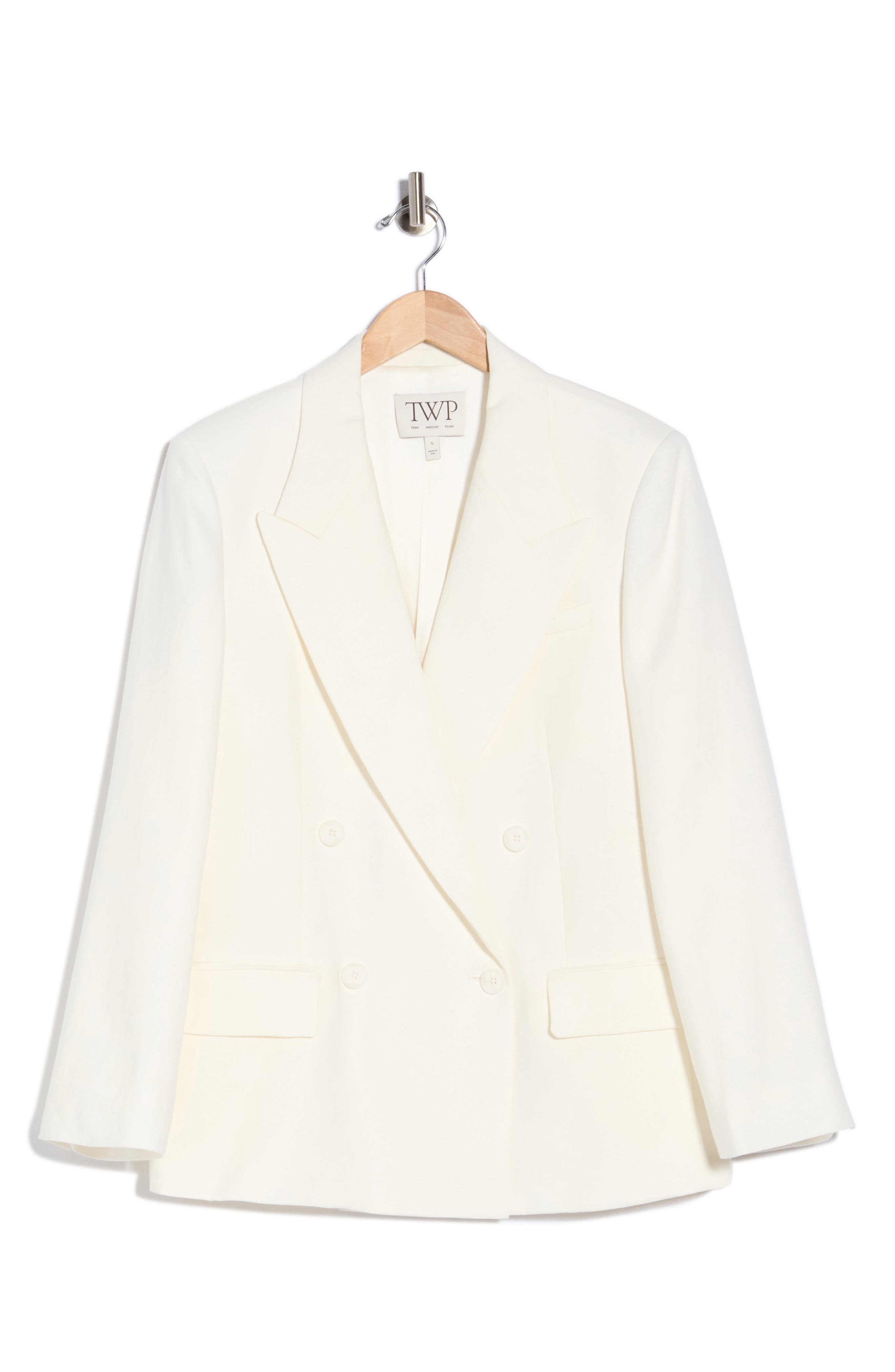 Twp Harper Linen Double Breasted Blazer In Ivoire