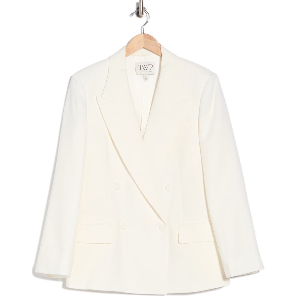 Twp Harper Linen Double Breasted Blazer In Ivoire