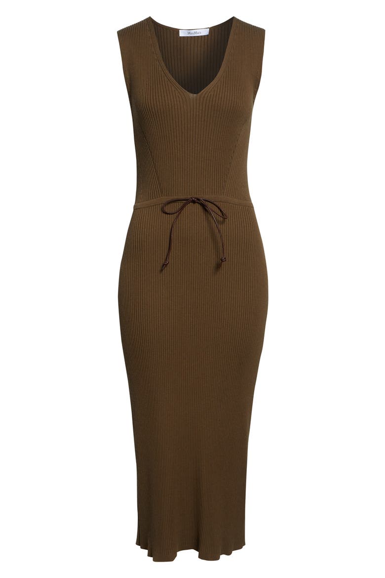 Drawstring Cotton Blend Rib Sweater Dress, Alternate, color, MUD