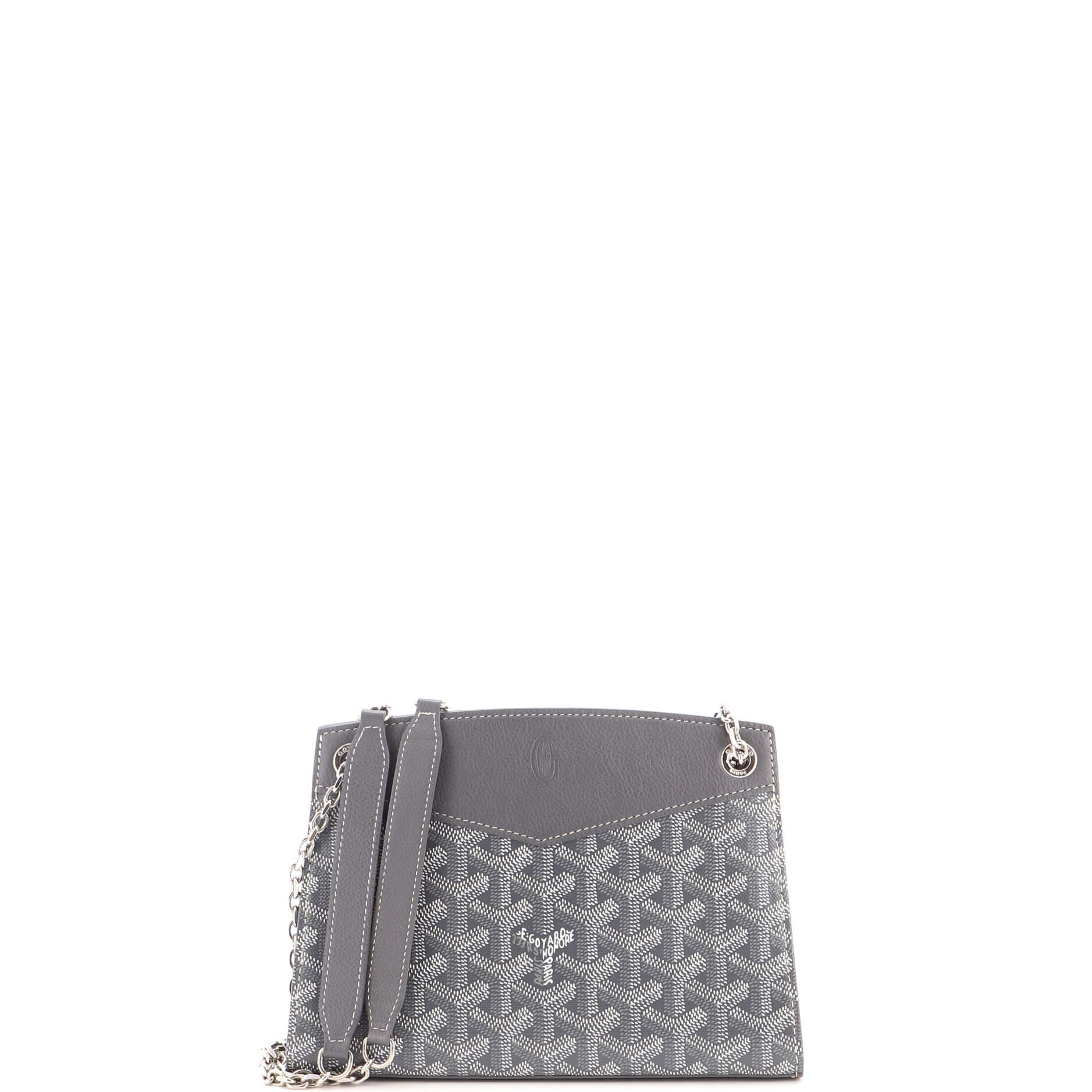 Structured Rouette Chain Shoulder Bag Coated Canvas Mini, Main, color, Grey