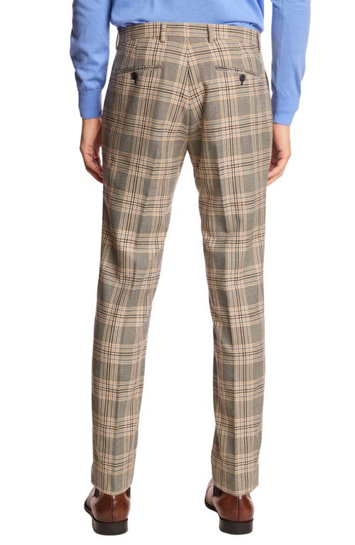 Paisley & Gray Downing Slim Fit Flat Front Check Dress Pants In Brown