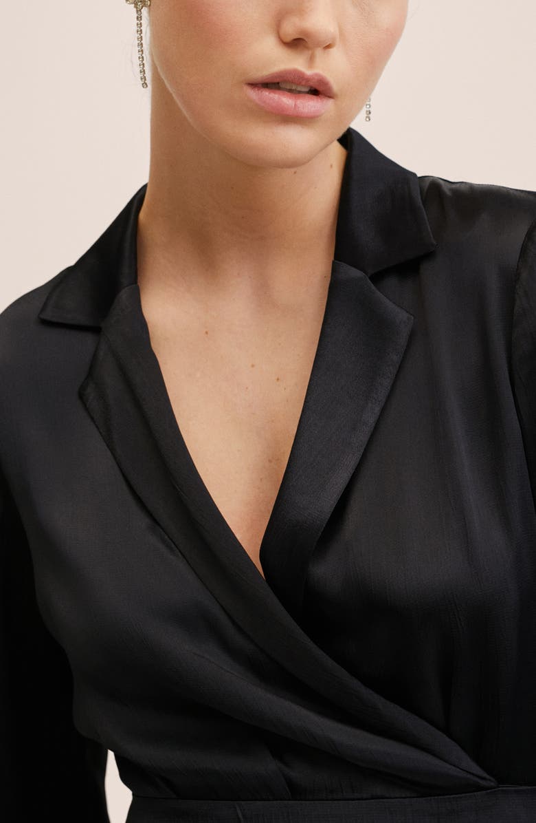 MANGO Long Sleeve Satin Wrap Dress, Alternate, color,