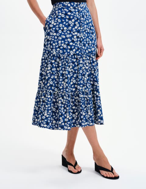 Isla Tiered Button Through Midi Skirt
