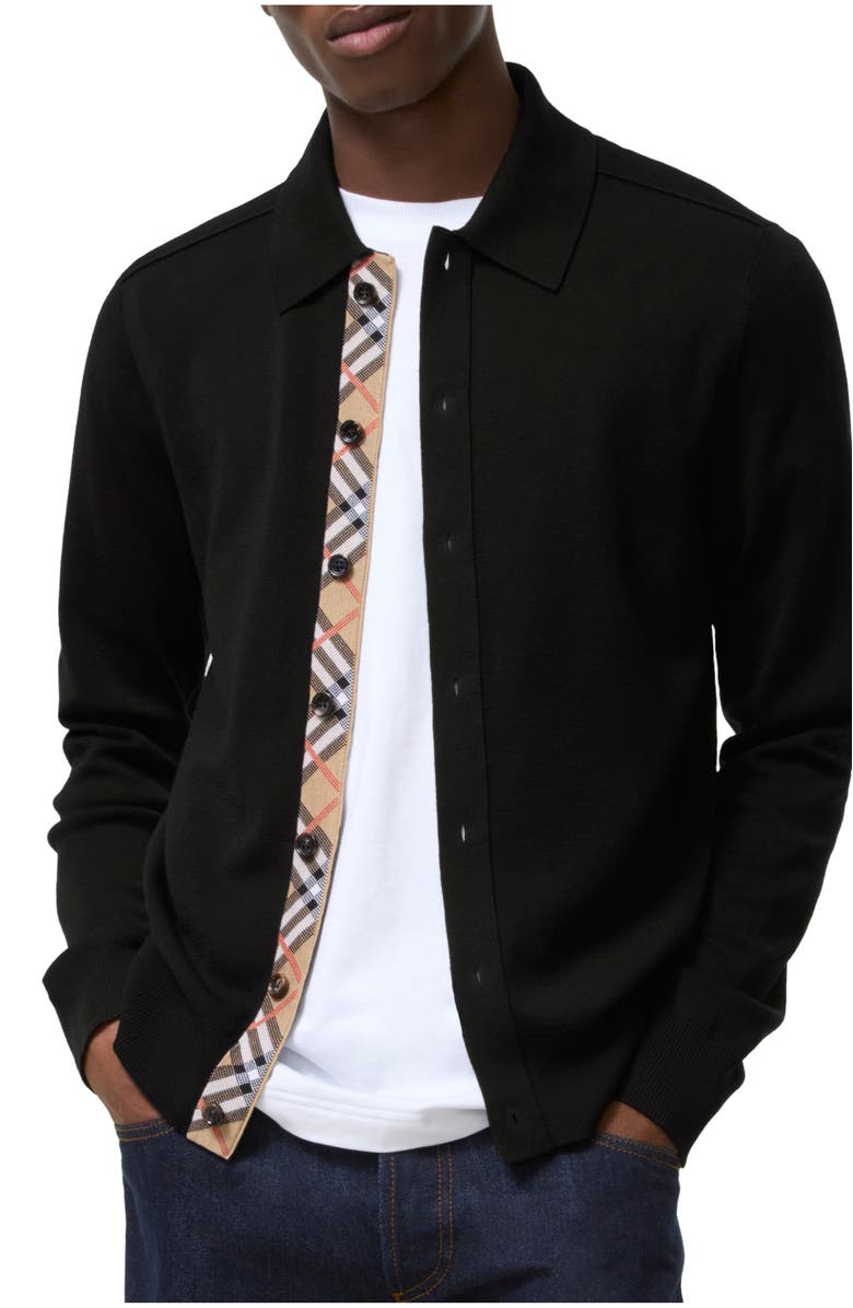 Burberry Wool Cardigan, Main, color, Black