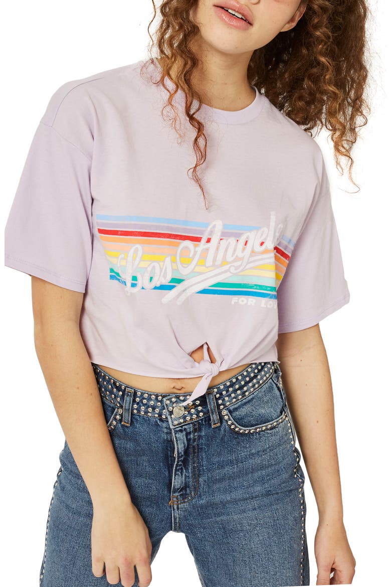 LA Rainbow Stripe T-Shirt, Main, color, LILAC