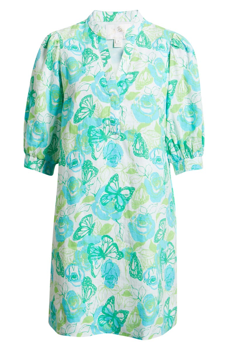 Lilly Pulitzer<sup>®</sup> Mialeigh Floral Print Linen Shift Dress, Main, color, Resort White Monarch Rose