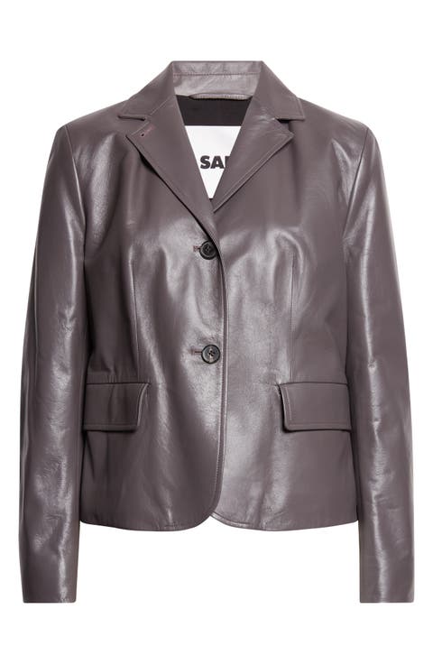 Crop Napa Leather Blazer