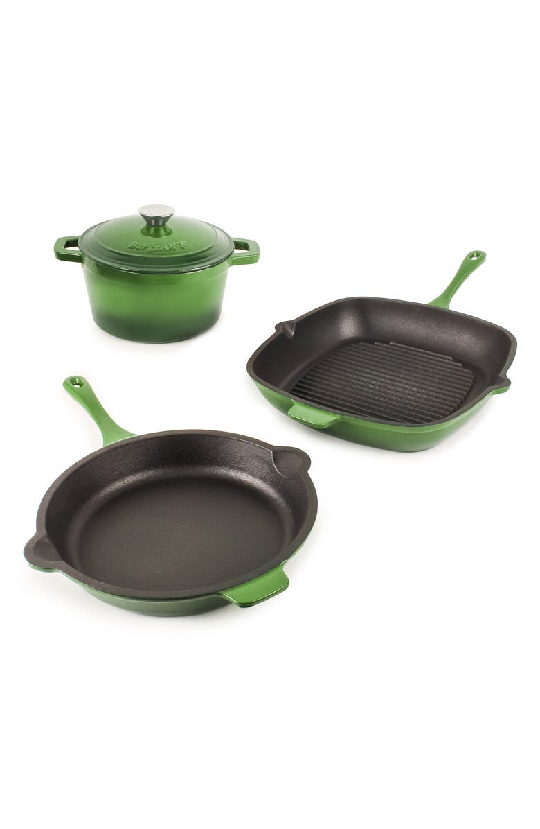 BergHOFF Neo 4-Piece Cast Iron Grill Set, Main, color, Green