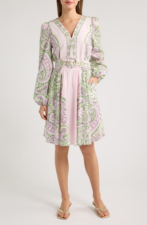 Chyanna Paisley Print Long Sleeve Minidress