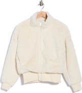 DKNY Faux Fur Mock Neck Jacket