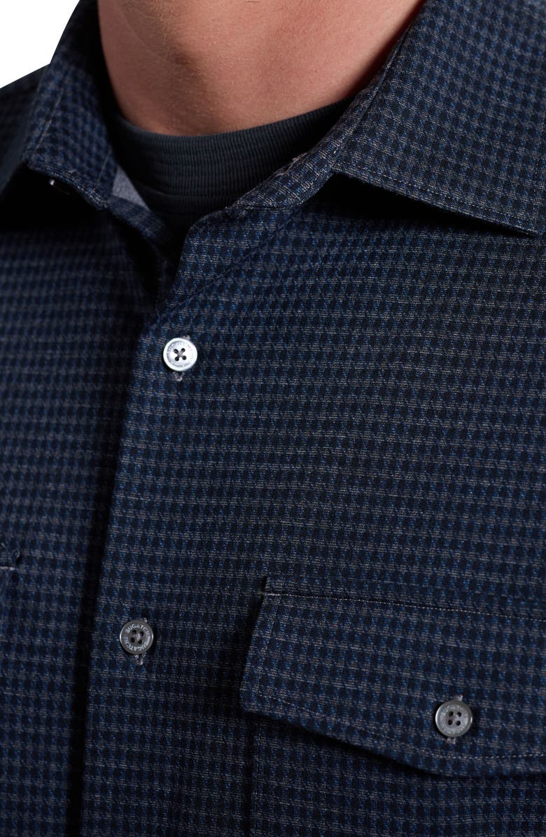 Bugatchi Knit Button-Up Shirt, Alternate, color, Navy
