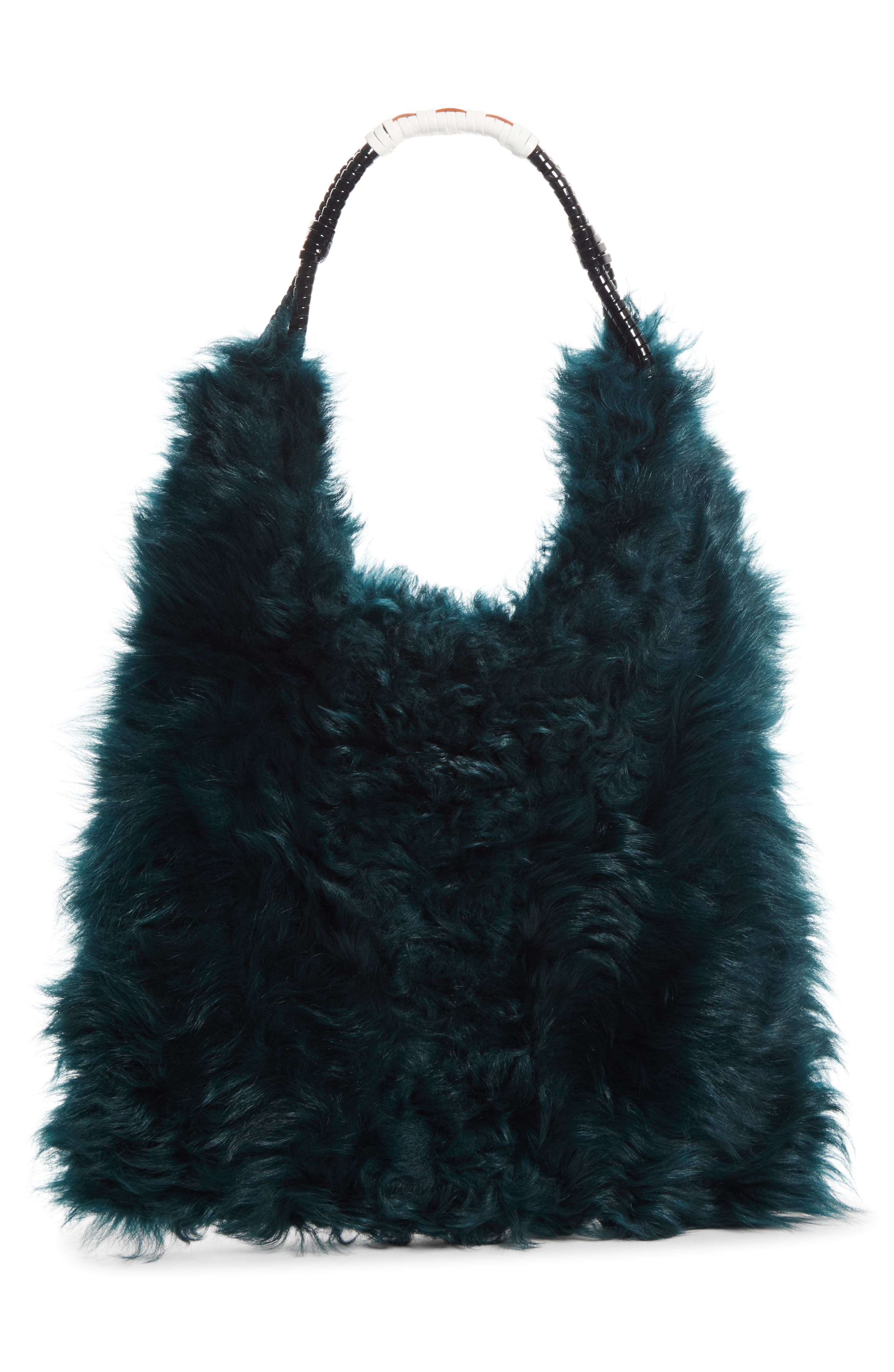 Tank Top Leather Shopper, Alternate, color, VERDE PETROLIO