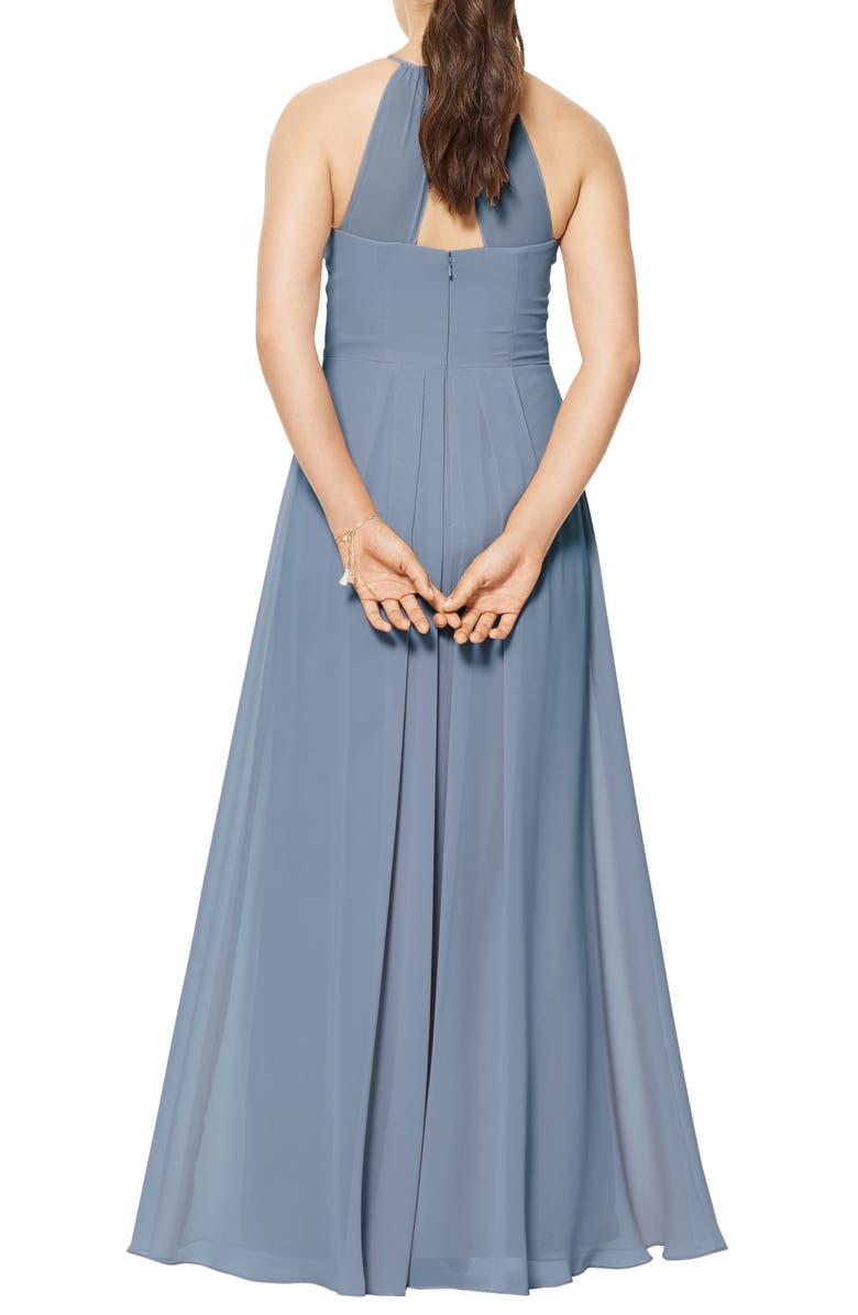 #Levkoff Halter Neck Chiffon A-Line Gown, Alternate, color, 