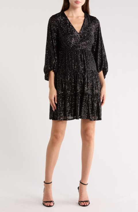 Sequin Tiered Cocktail Dress