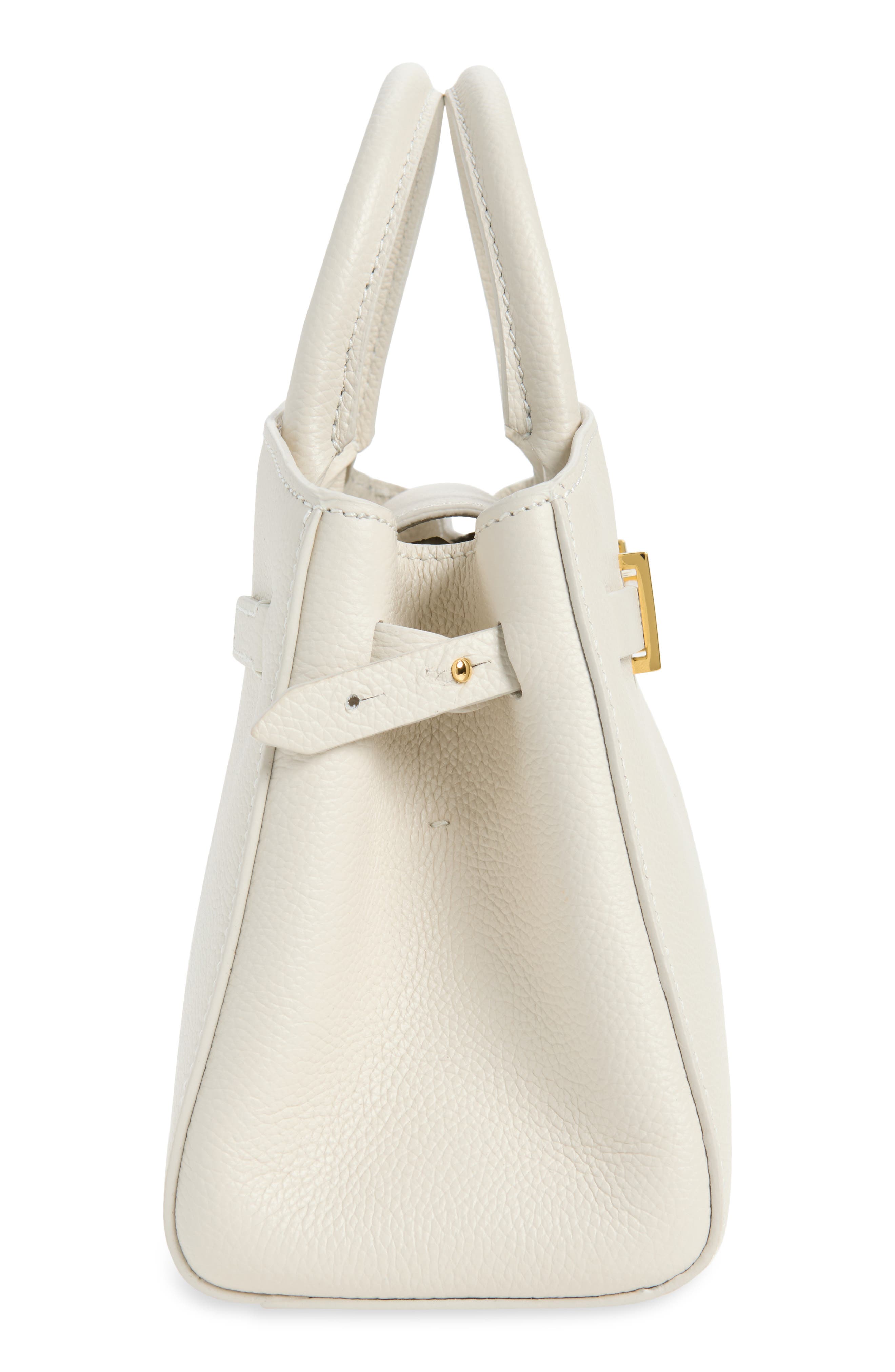 The Small Hudson Leather Tote, Alternate, color, CHALK