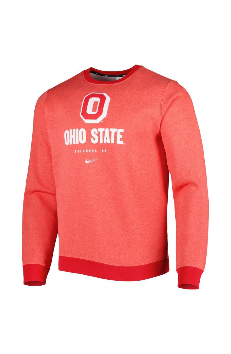 Nike Men's Nike Heathered Scarlet Ohio State Buckeyes Vault Stack Club Fleece Pullover Sweatshirt, Alternate, color, 