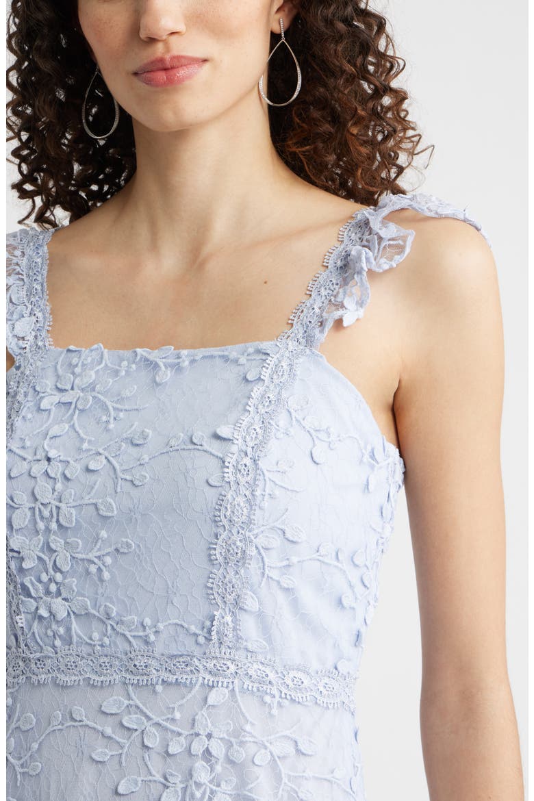 3D Floral Lace Tiered Midi Dress, Alternate, color, BLUE HALOGEN