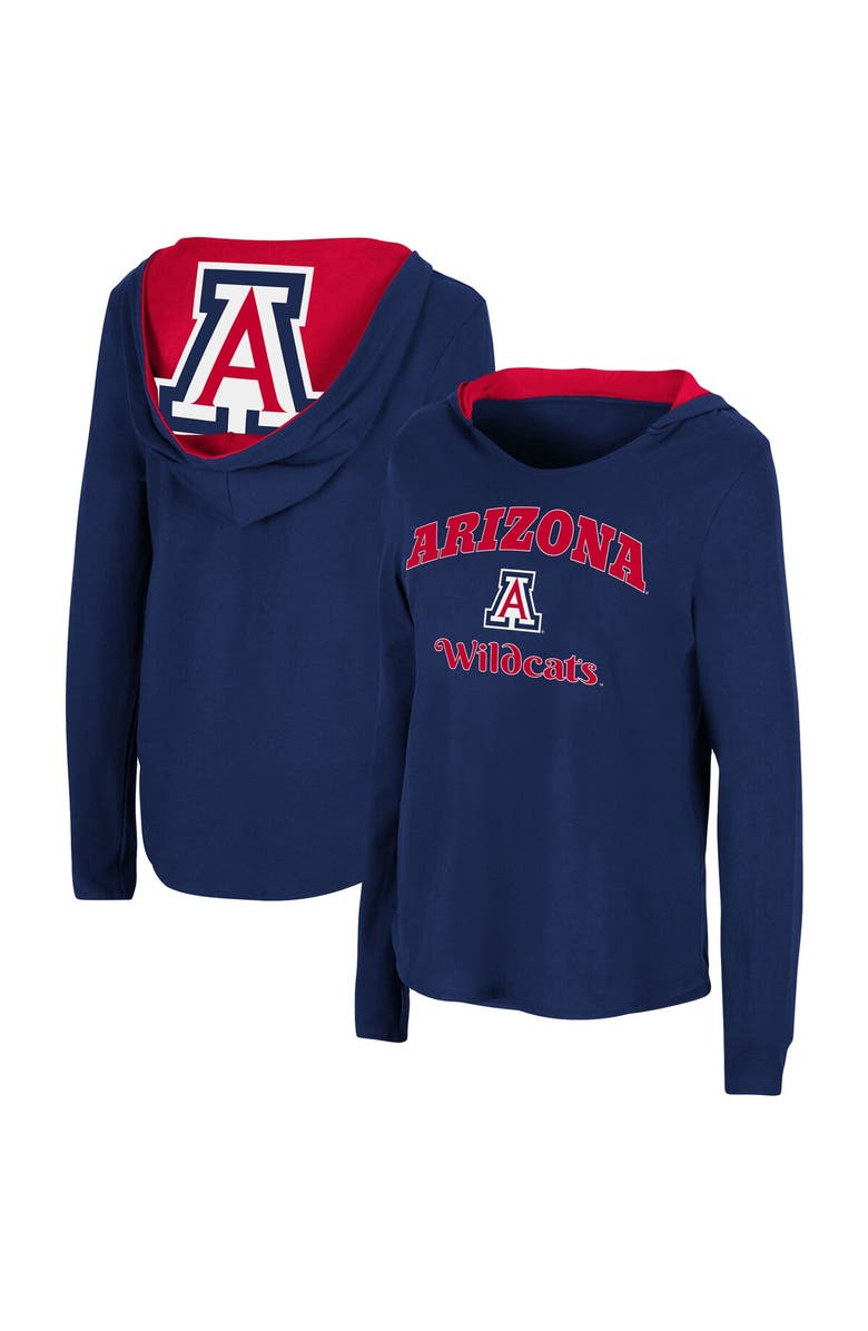 COLOSSEUM Women's Colosseum Navy Arizona Wildcats Catalina Hoodie Long Sleeve T-Shirt, Main, color, Navy