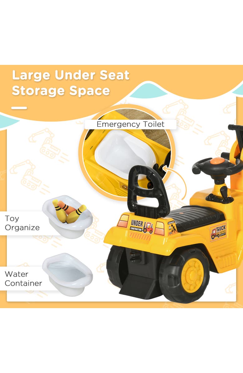 HOMCOM Kids Digger Ride-On with Horn & Storage, Alternate, color, Yellow