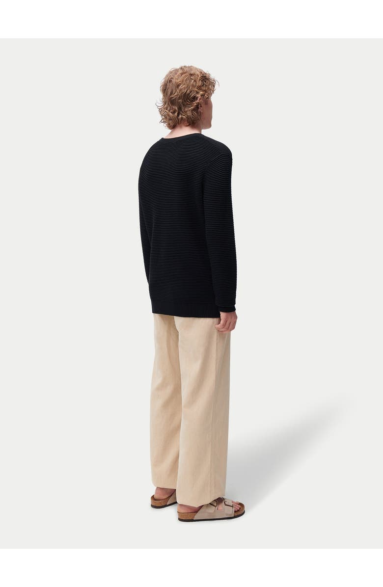 Gobi Cashmere Textured-Knit Silk Cashmere Sweater, Alternate, color, Blue Graphite