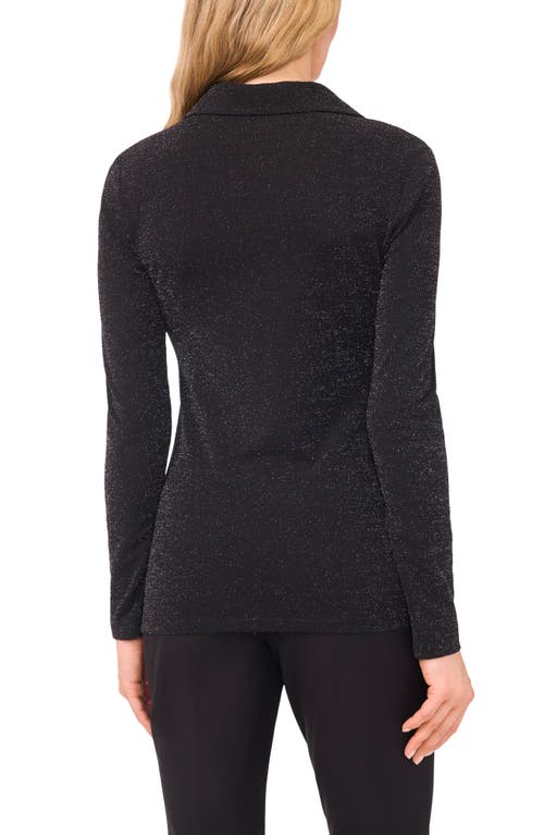 Ted Baker Jo Metallic Long Sleeve Polo In Blue