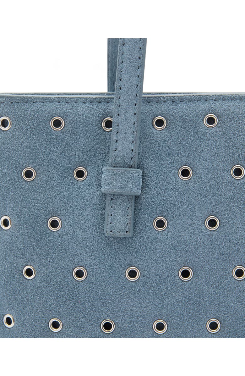 MANGO Die-Cut Leather Shopper Bag, Alternate, color, Blue