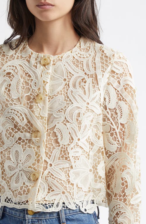 Ulla Johnson Caris Cropped Guipure Lace Jacket In Pristine